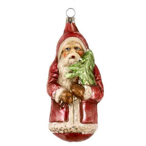 Glasornament „Großer Nikolaus mit Baum“, patiniert
