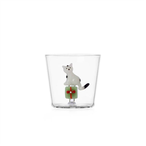 Ichendorf Milano Tabby Cat Christmas Edition Tabby Cat – Weiße Katze mit grünem Geschenk