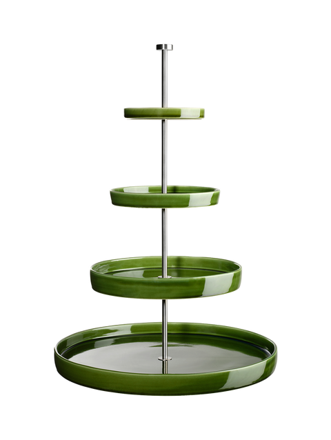ASA Selection Grande Verde Etagere, 4-stufig, glänzend grün mit Metallstange