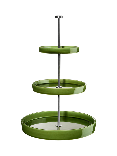 ASA Selection Grande Verde Etagere, 3-stufig, glänzend grün mit Metallstange
