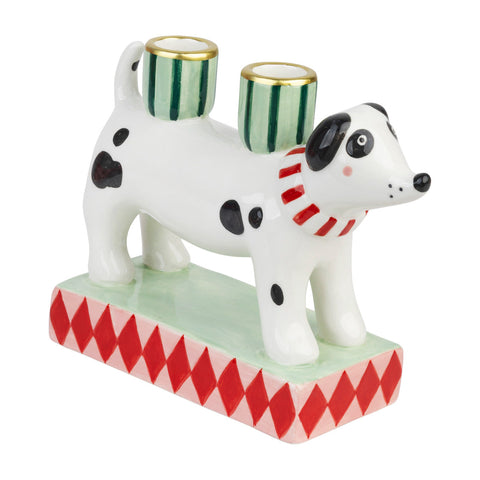 Keramik-Kerzenhalter Hund (handbemalt)