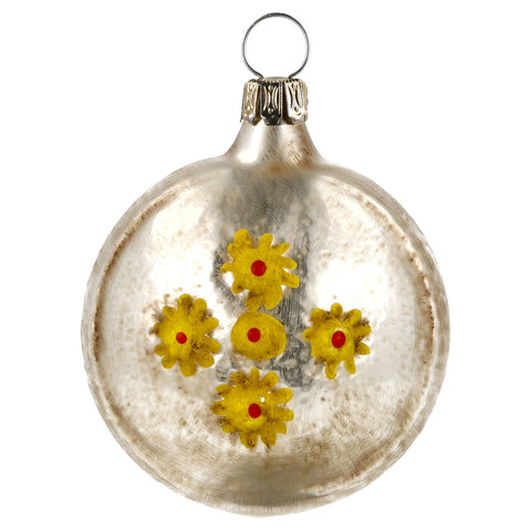 Glas Kugel mit Weihnachtsbaum und Sternen, patiniert