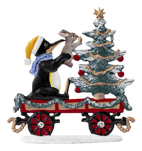 Weihnachtszug – Lok und Wagen, handbemalte Zinnfigur