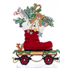 Wagen mit Geschenkstiefel